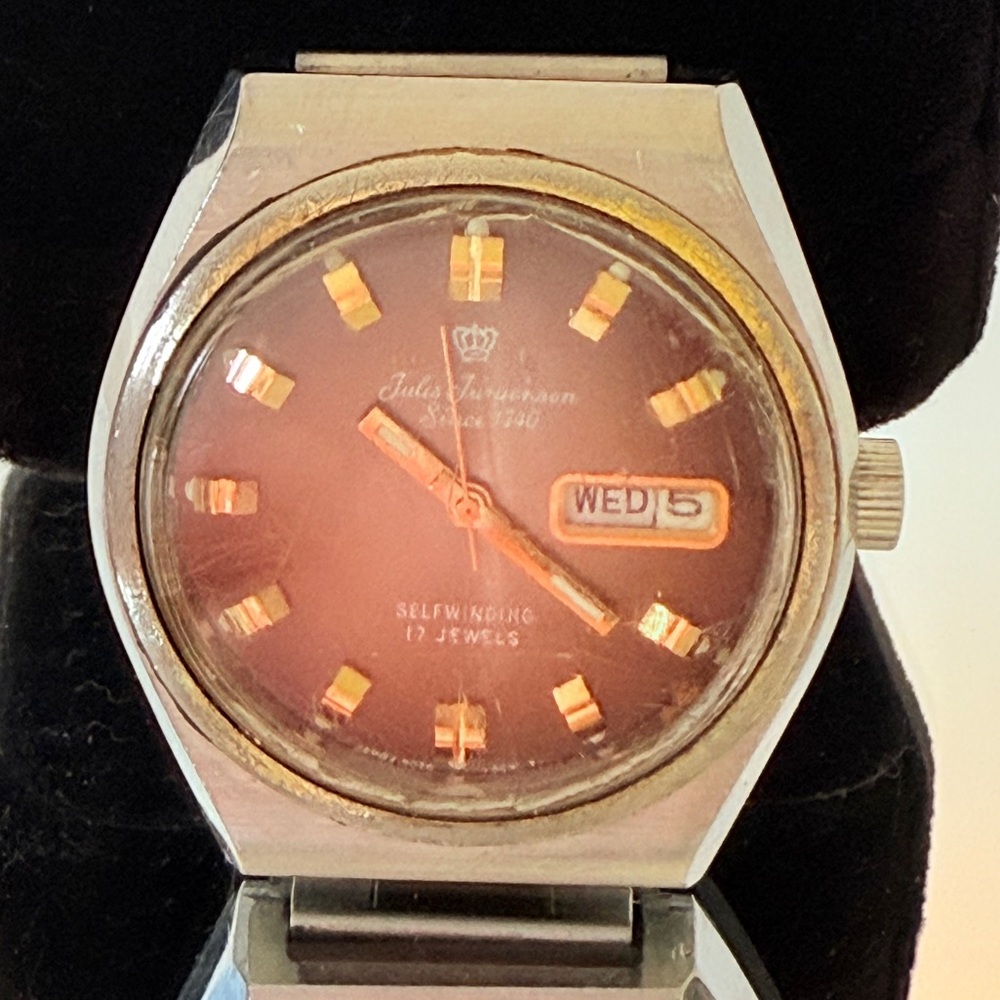 Vintage Men's Two-Tone Wrist Watch Jules Jurgenson Self Winding‎ Watch Working
